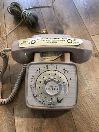 ROTARY dial phone vintage telephone RETRO GTE beige 1980 ' s COOL FACE 3