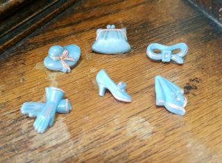 1940s Realistic Buttons,  Ladies Travel Set,  Blue And Pink,  3/4 ",  Antique/vtg.