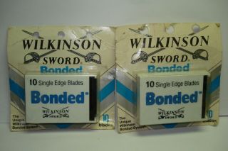 Wilkinson Sword Single Edge Bonded Blades (2) 10 Packs Vintage In Packages
