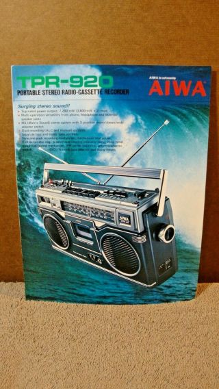 1970s Aiwa Tpr - 920 Portable Radio Cassette Player Booklet With Specs
