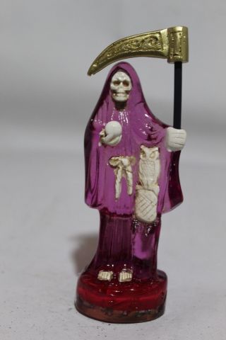 589 Mini Belen Statue Transparente Santa Muerte Purple 4.  7 " Holy Death
