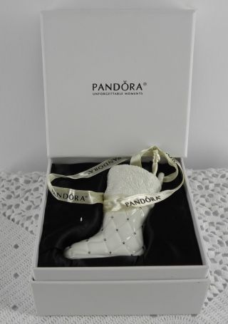 Pandora 2012 Limited Edition Christmas Stocking Boot Ornament With Bag Box Nib