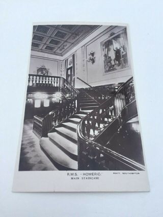 Postcard White Star Line Rms Homeric First Class Grand Staircase