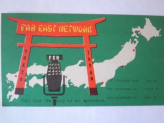 Qsl Card From Far East Network,  Kyushu Station,  Japan (1958)