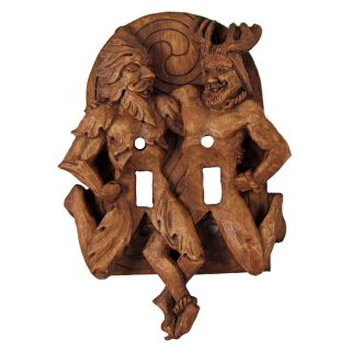 Green Man And Horned God Double Light Switchplate - Dryad Designs - Wiccan Pagan