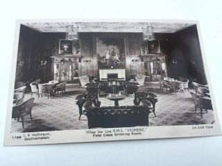 Postcard White Star Line Rms Homeric First Class Smoking Room