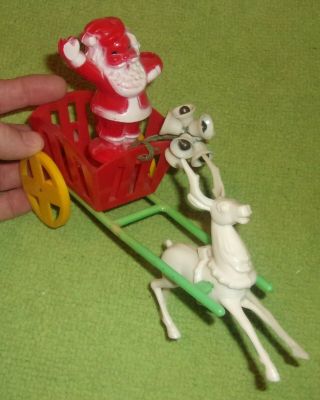 Vintage Plastic Christmas Santa Claus & Reindeer Candy Container? Decor Toy?