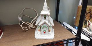 Vintage Ceramic Christmas White Church Enesco