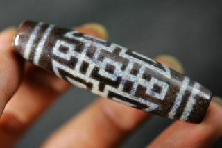 Rare Treasure Tibetan Old Cinnabar Agate 喜 Dzi Bead Large Pendant H88
