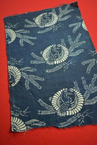 Xj90/40 Vintage Japanese Fabric Cotton Antique Boro Indigo Blue Katazome 20.  1 "