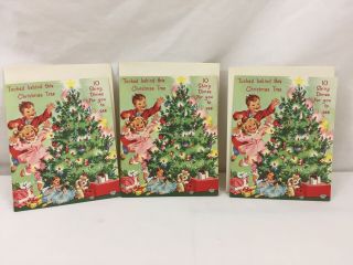Set (3) Vtg Mid Century Kids Dime Saver Coloring Christmas Cards Tree Gifts
