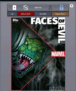 Rare Lizard Motion Faces Of Evil Foe Topps Marvel Collect 500cc