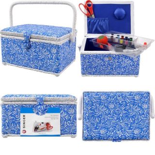 Singer 7228 Sewing Basket With Sewing Kit,  Needles,  Thread,  Pins,  Scissors,  And