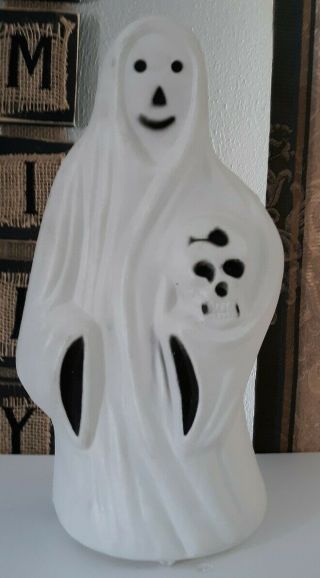 Vtg 70’s Retro Blow Mold Halloween Light Up Electric Ghost Skull Decoration Prop