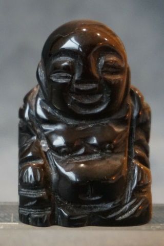 2 " Antique Tibetan Buddha Monk Figure Sculpture Tiger Eye Stone H.  Carved Figurine
