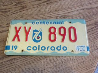 1975 Colorado Centennial License Plate,  Xy 890 (fc - 546)