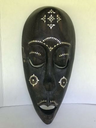 Large Tribal Mask Hand Carved Wood African Rustic Hand Crafted Primitive 19.  5 "