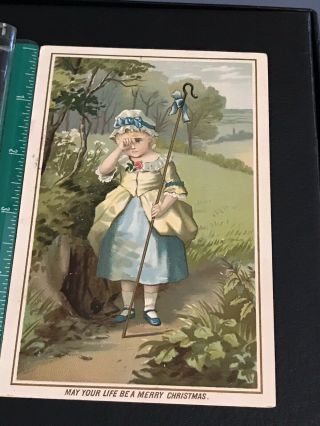 Victorian Christmas Card Little Shepherdess