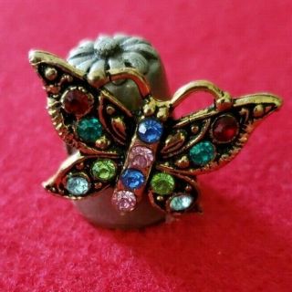 Rare Nicholas Gish Pewter Jeweled Butterfly Thimble