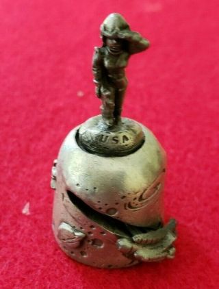 Very Rare And Unusual Pewter Space Ship Thimble That Features A Female Astronaut