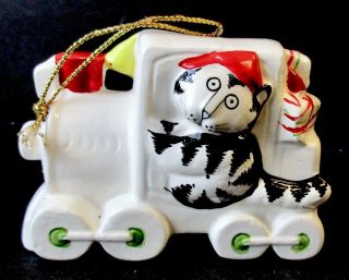Cool 1981 Kliban Cat Xmas Tree Ornament Train Locomotive Engine Christmas