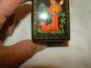 Gorgeous Russian Lacquer Small Wooden Trinket Box Signed 3