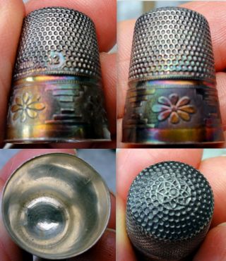 12 VINTAGE STERLING SILVER THIMBLES,  2 OTHERS 3