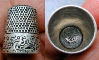 12 VINTAGE STERLING SILVER THIMBLES,  2 OTHERS 6