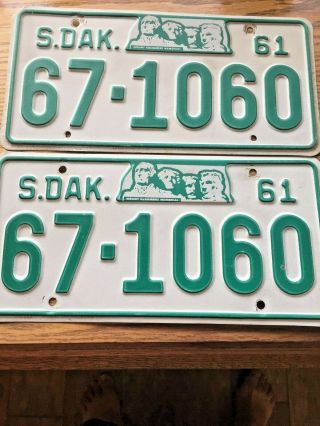 1961 South Dakota Matched Set Of License Plates.  67 - 1060
