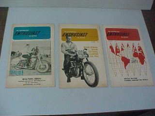 1964 Harley - Davidson Enthusiast Magazines (3 Issues) Full Line Of 1965 Models