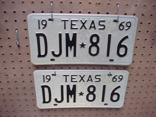 1969 Texas License Plate - Plates Pair Or Set Old Stock No Djm 816