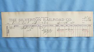 1896 Silverton Railroad Freight Bill - Vanderbilt Mine Ore To Silverton Colorado