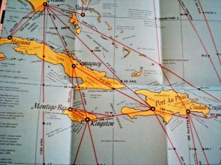 1961 PAN AMERICAN FLIGHT MAP YORK & CARIBBEAN PLUS. 3