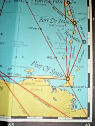 1961 PAN AMERICAN FLIGHT MAP YORK & CARIBBEAN PLUS. 4