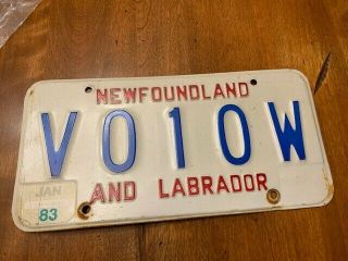 Newfoundland Labrador Ham Amateur Radio License Plate 1982 Base Vo1ow