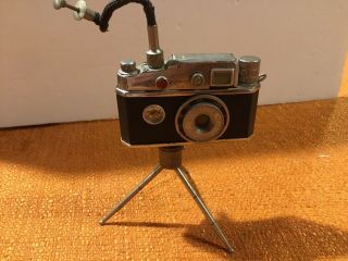 Vintage Cont - Lite Camera Table Lighter With Tripod & Compass
