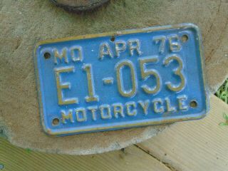 Missouri 1976 Motorcycle License Plate E1 - 053
