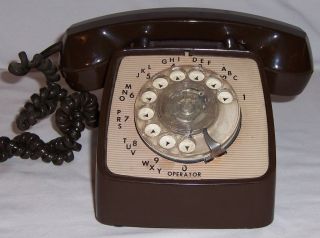 Vintage Gte Automatic Electric 1979 Brown Tabletop Rotary Telephone