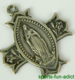 Art Nouveau Jesus Sacred Heart / Mother Mary Religious Medal Pendant