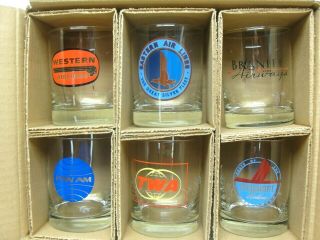(6) Vintage Twa Piedmont Braniff Western Pan Am Eastern Airlines Drink Glass