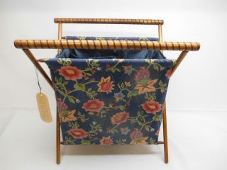 Old Vtg Ellen Knitting Sewing Folding Basket Wood Frame Brooklyn Ny Usa