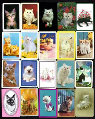 Vintage Swap/playing Cards - Cats & Kittens X 20