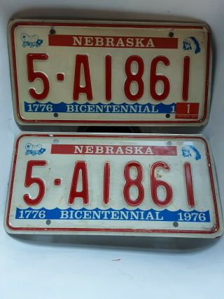 Vintage 1976 Nebraska License Plate Bicentennial Wagon/ Cheif