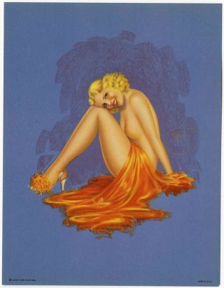 Vintage 1940s Billy Devorss Art Deco Pin - Up Print Risqué Flapper Blonde Beauty