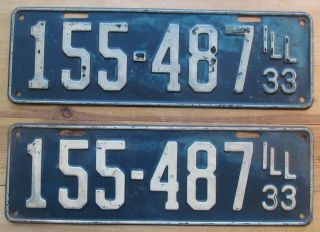 Illinois 1933 License Plate Pair - Quality 155 - 487