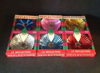 45 Vintage Doubl Glo Aluminum Foil Christmas Tree Light Reflectors 3 Boxes