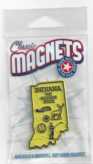 Indiana The Hoosier State Outline Map Magnet In Souvenir Bag,