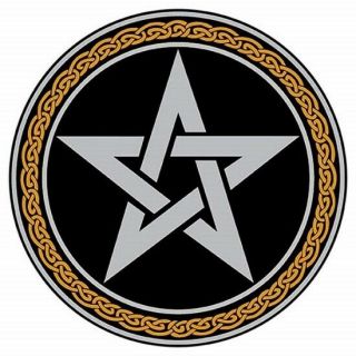 Celtic Pentagram Sacred Symbol Altar Plate And Scrying Mirror 7 3/4 In. ,  Sleeve