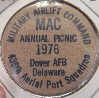 1976 Military Airlift Command Dover Afb,  De Wooden Nickel - Delaware Air Force