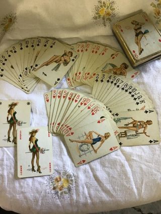 Vintage Pin - Up Paintings Playing Cards Made In Austria Full Deck